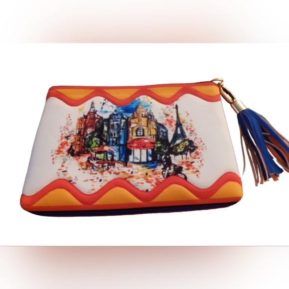 Silvia Tcherassi Handbags - Silvia Tcherassi Neoprene clutch & tassel in vibrant colors of Italy NWOT
